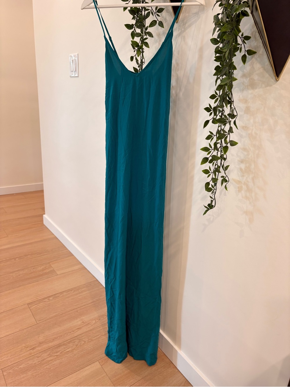 Old Navy Teal Maxi Slip Dress with Spaghetti Straps